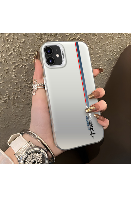 iPhone 11 Compatible Speed Race Style Case, Red Blue Vertical Stripe Racing English Motif