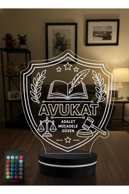 Avukata Hediye Adalet Terazisi 3D LED Lamba, Hukuk Bürosu Masa Hediyesi, Avukata Özel Hediye ve Avukatlar Günü Gece Lambası