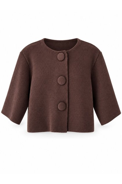 Nellie Big Button Crop Knitwear Cardigan Women's Brown