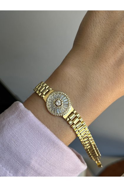 Xuping 14k Altın Renginde Saat Kordon Model Özel Seri Kararmaz Kadın Bileklik