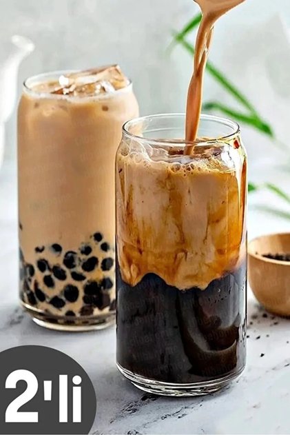 2-Piece Cola Box Shaped Glass Cup Milk Tea Coffee Water Presentation Cup Heat Resistant Borosilicate Glass 380 ml