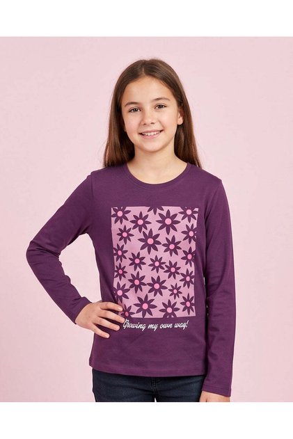 Senior Girls Purple Floral Graphic T-Shirt