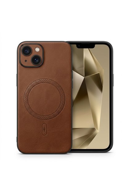 İphone 15 ile Uyumlu Kamera Korumalı Suni Deri Manyetik Şarj Özellikli Kılıf