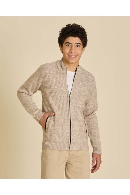 Senior Boys Beige Full Zip Polar Fleece Jacket
