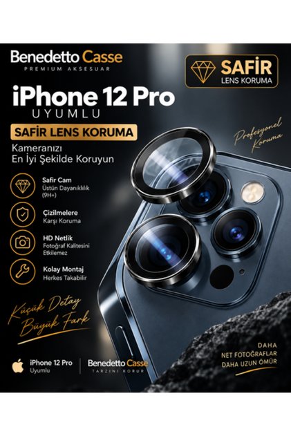 iPhone 12 Pro Compatible Sapphire Camera Lens Protector – Easy Installation, Scratch and Impact Protection, Hd Clear Image
