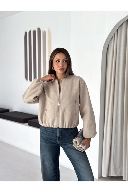 Women's Oversize Bomber Zipper Pocket Short Seasonal Casual Jacket
