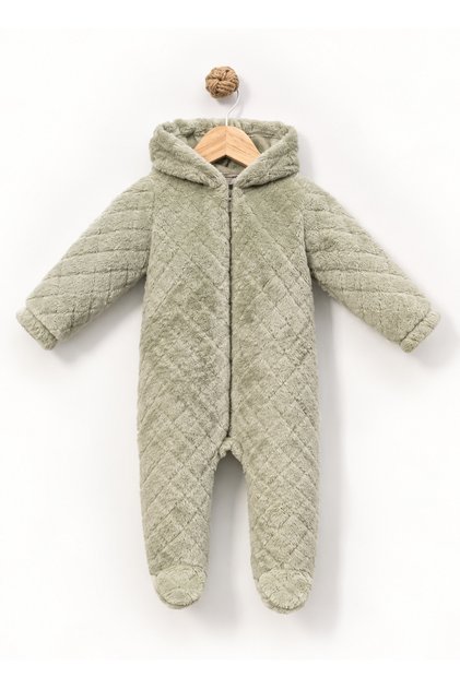 Baby Hooded Plush Jumpsuit – Soft Welsoft Winter Zippered Baby Jumpsuit