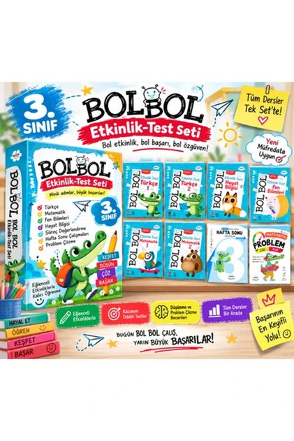 Yayınları 3. Sınıf Bol Bol Tüm Dersler Süper Başarı Seti – 9 Kitap | Etkinlik, Test, Problem ve Hafta Sonu Çalışmaları | 2026-2027