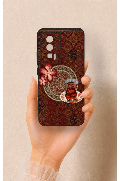 Poco F5 Pro Compatible Carpet and Tea Pattern Silicone Case