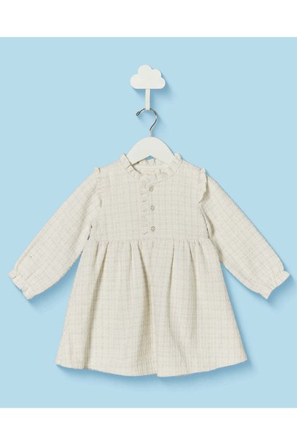 Infant Girls Beige Houndstooth Lurex Dress