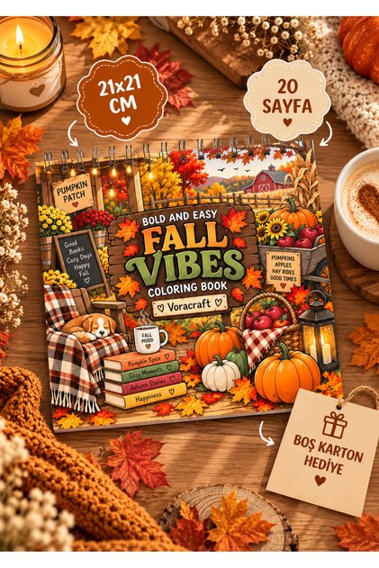 Autumn Themed Fall Vibes Autumn Coloring Book, 21X21 cm Coloring Book 2by0007