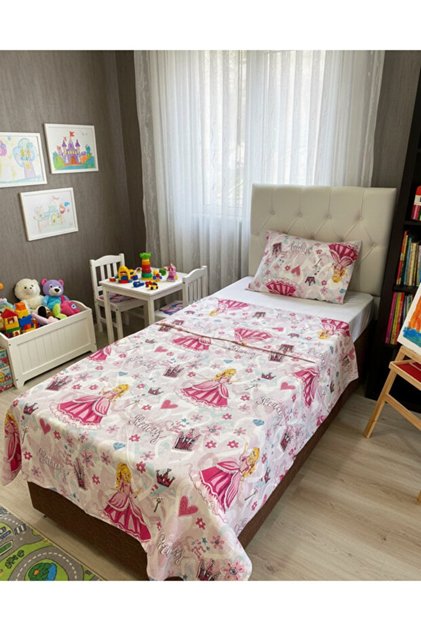 Barbie Kız Çocuğu Pembe Tek Kişilik Nevresim Takımı