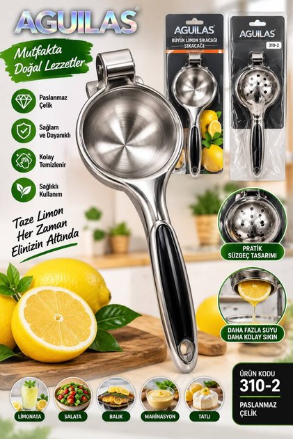 Paslanmaz Çelik El Tipi LimonSıkacağı –Limon, Mandalina ve Narenciye Portakal Sıkacağı Büyük boy