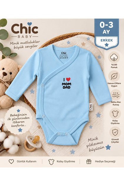 0-3 Months 100% Cotton Double-Breasted Snap Fastener Long Sleeve Baby Bodysuit – Unisex
