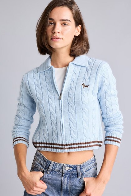 Regular Fit Strickjacke mit Polokragen und Reißverschluss H2148AX26AU