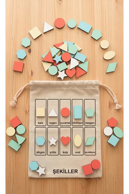Montessori Educational Shapes Matching Set with Cloth Bag Preschool Geometric Shapes Learning Game