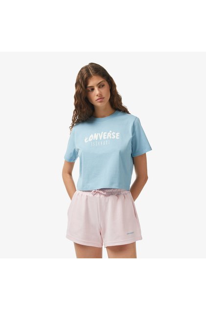 Kadın Mavi Grafik Baskılı T-Shirt