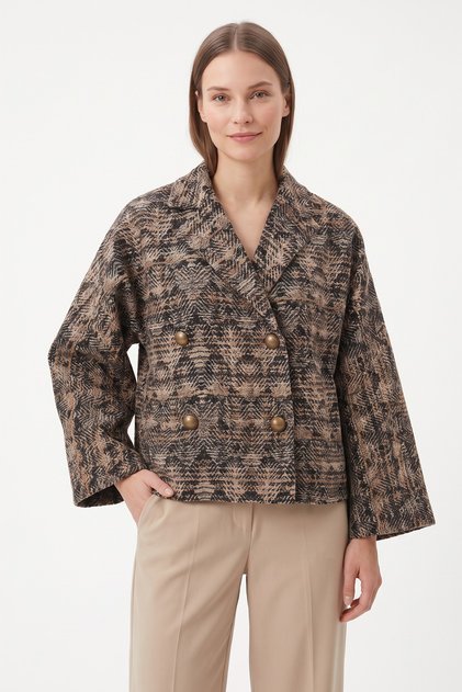 Printed Quilted Jacket 202704 - Brown