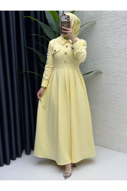 Women's Chic and Elegant Modest Yellow Dress