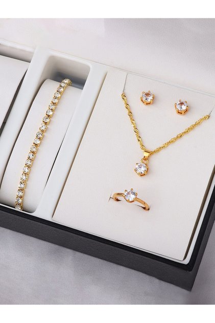 Gold Plated Zirconia Jewelry Set