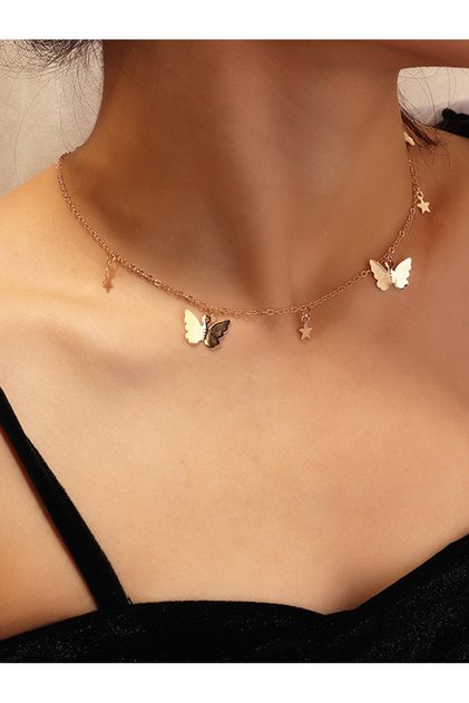 Butterfly And Star Charm Necklace