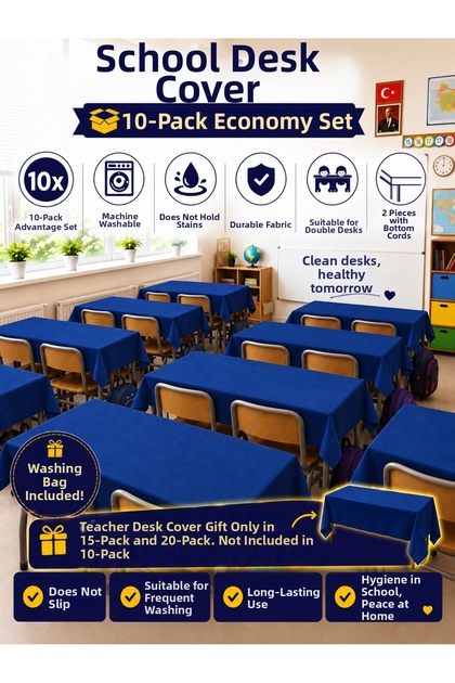 10-Piece School Desk Cover, Elastic, A-Quality Fabric, Stain-Resistant