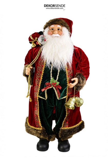 Christmas Santa Claus with Red and Green Fur Decoration 90 cm