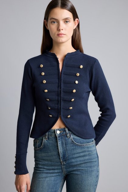 Fitted Bisiklet Yaka Fermuarlı Crop Napolyon Hırka I4121AX26HS