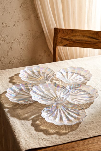 Pearl 6-Person Luster Glass Cake Plate Set 21 cm