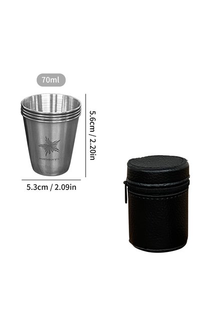 70ML 4 Cups Outdoor Practical Travel Stainless Steel Cups With Bag Portable Campin