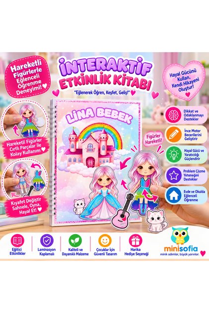 Lina Bebek Cırt Cırtlı İnteraktif Etkinlik Materyali- Eğitici ve Eğlenceli Sessiz Kitap (Quiet Book)