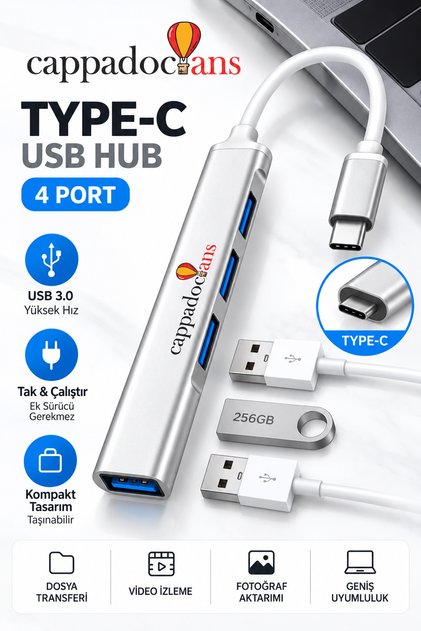 Data Transmitter, Transfer, Converter, USB Multiplexer - Type C - 4 Ports | Keyboard Mouse Compatible | USB Hub