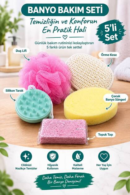 Bath Loofah Shower Loofah Shower Scrub Bath Scrub Heel Stone (Shower Set, Pumice Stone and Massage Comb)