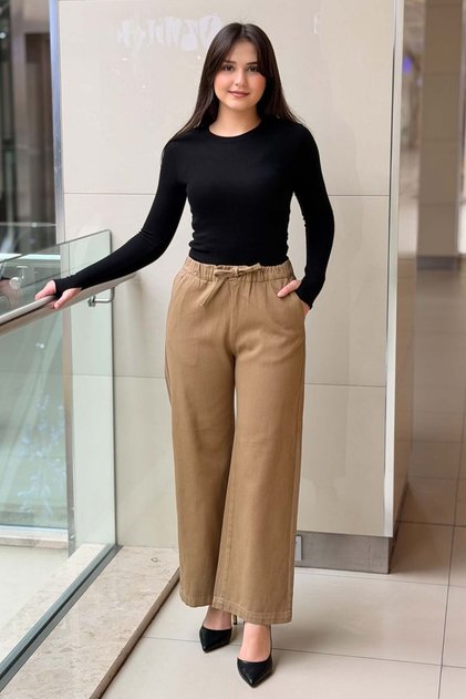 Drawstring Elastic Waist Four-Pocket Loose Trousers