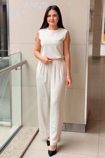 Wide-Leg Sapphine Trousers with Elastic Waistband