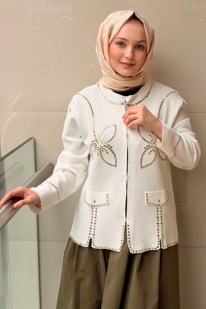 Mirror Print Embroidered Knitwear Cardigan