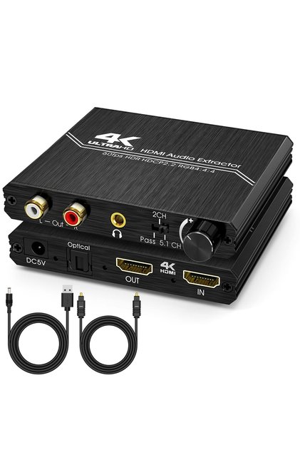 black 4K 60HZ HDMI 2.0 Audio Extractor Optical TOSLINK SPDIF 5.1CH R/L 4K HDMI to SPDIF+R/L+3.5MM 18