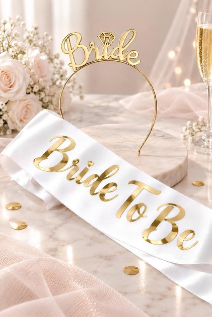 Gold Bride To Be Taç Ve Kuşak Set