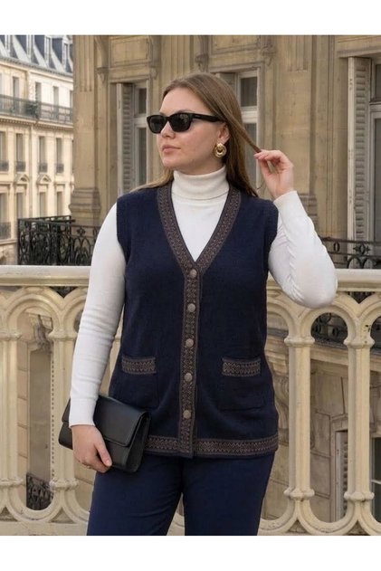 Banti Woven Patterned Steel Knit Classic Tricot Vest