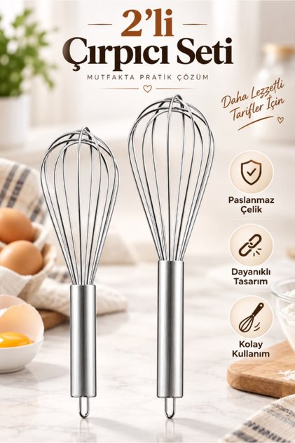 Stainless Steel 2-Piece Whisk Set Practical Egg Sauce Mixer Whisk