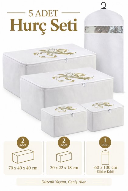 Storage Bag - Organizer - Storage Bag 2 Large and 2 Small Sizes 1 Clothes Cover Set of 5 Quilt Blanket Closet Organizer