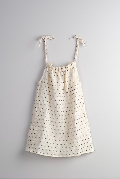 Polka Dot Muslin Girl's Dress 100% Cotton Organic