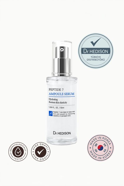 7 Peptitli Kırışıklık Karşıtı Yüz Serumu 50 ml – Peptide 7 Ampoule Serum, %2 Niasinamid, Hyalüronik Asit ve Kolajen İçeren Sıkılaştırıcı Nemlendirici Serum