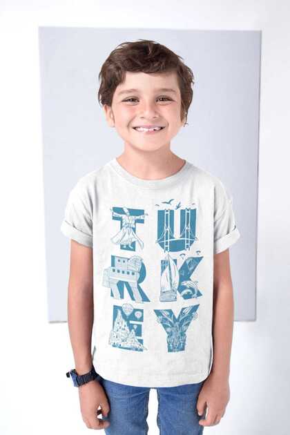 Türkiye Letters White Short Sleeve Girls Boys Unisex Children's T-Shirt