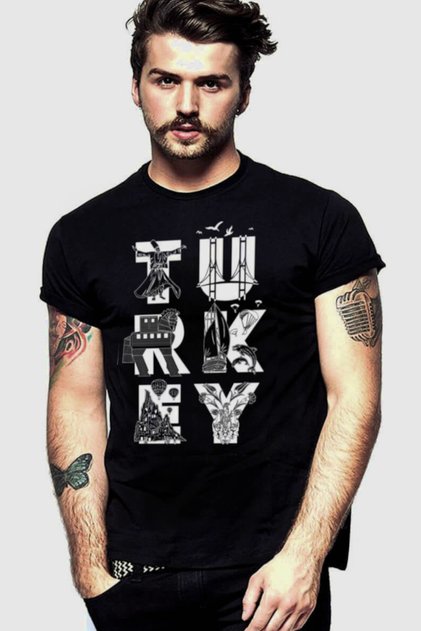 Türkiye Letters Black Short Sleeve T-Shirt