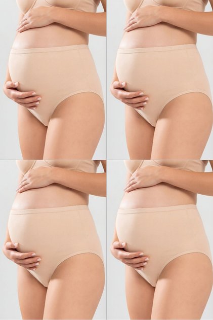 Pack of 4 Women's Skin Cotton Lycra High Waist Maternity Panties