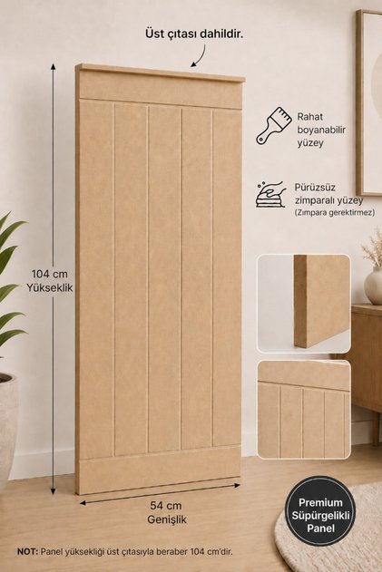 Dekoratif Duvar Paneli ( 54 X 105 Cm ) Boyanabilir Ahşap Ham Mdf Duvar Paneli