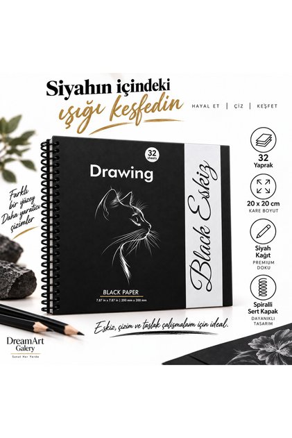 Professional Black Paper 32 Sheets Drawing Notebook | Spiral Sketch & Marker Sketchbook