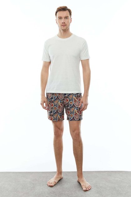 Men's Stretch Fabric Patterned Swim Shorts