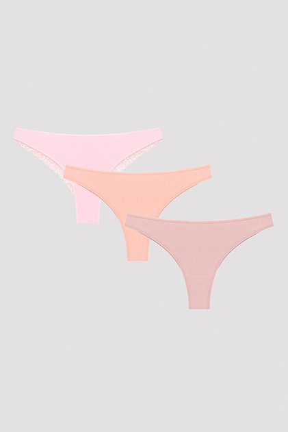 Chiloți brazilian din 3 piese Coral Vibes Lacy Lace Back